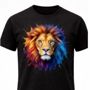 Midnight Majesty – Black Lion Splash Graphic T-Shirt
