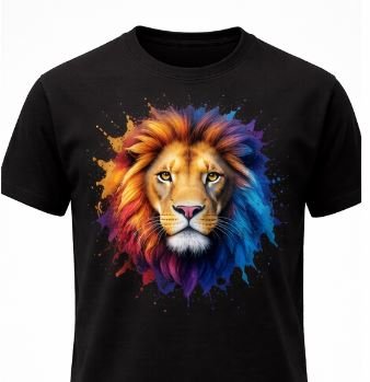 Midnight Majesty – Black Lion Splash Graphic T-Shirt