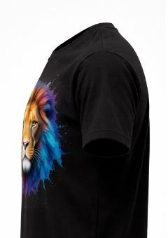 Midnight Majesty – Black Lion Splash Graphic T-Shirt - Image 3